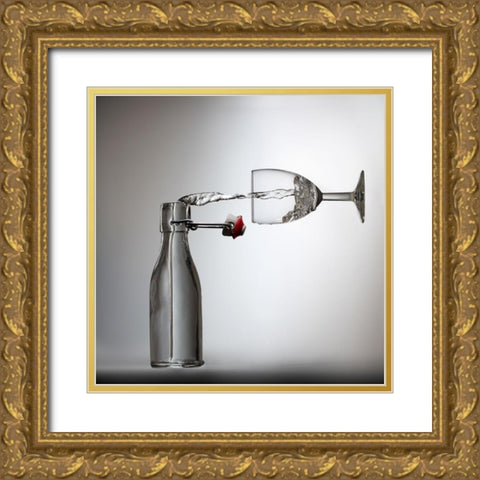 Pouring Gold Ornate Wood Framed Art Print with Double Matting by De Kogel, Wieteke