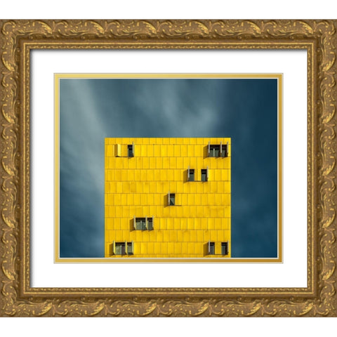 Yellow and blue Gold Ornate Wood Framed Art Print with Double Matting by Garcia, Vladi