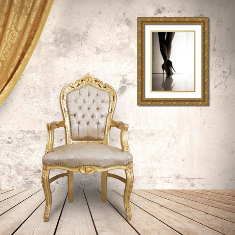 Red violin Gold Ornate Wood Framed Art Print with Double Matting by Schottstaedt, Erik