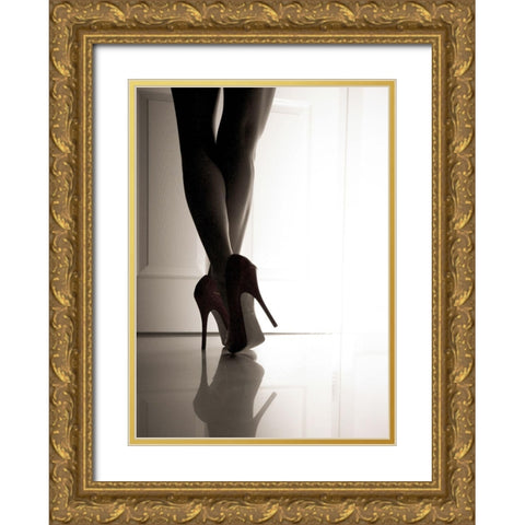 Red violin Gold Ornate Wood Framed Art Print with Double Matting by Schottstaedt, Erik