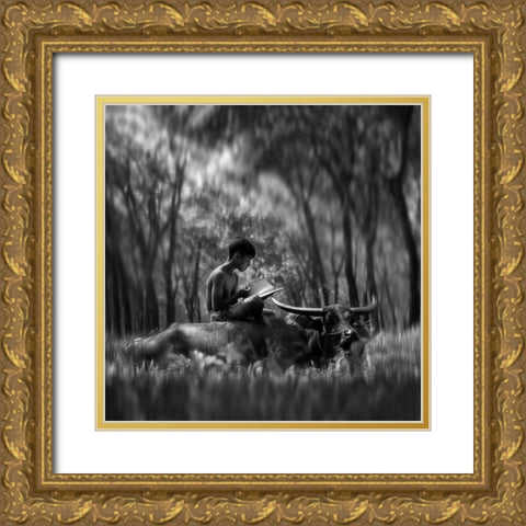 Learn Spirit Gold Ornate Wood Framed Art Print with Double Matting by Bunjamin (Abe), Antonyus
