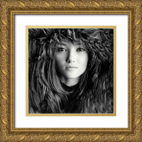 Wolf Girl Gold Ornate Wood Framed Art Print with Double Matting by Hayman, Oren