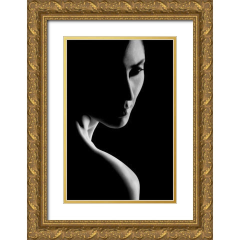 Her Gold Ornate Wood Framed Art Print with Double Matting by Hamooni, Ali