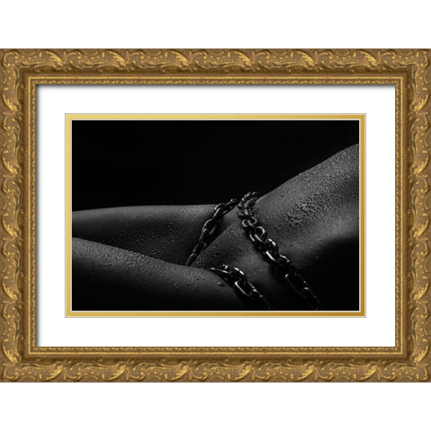 chain drops Gold Ornate Wood Framed Art Print with Double Matting by Glaskova, Antonia