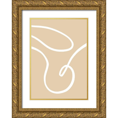 Beige Lines 02 Gold Ornate Wood Framed Art Print with Double Matting by Artographie Studio