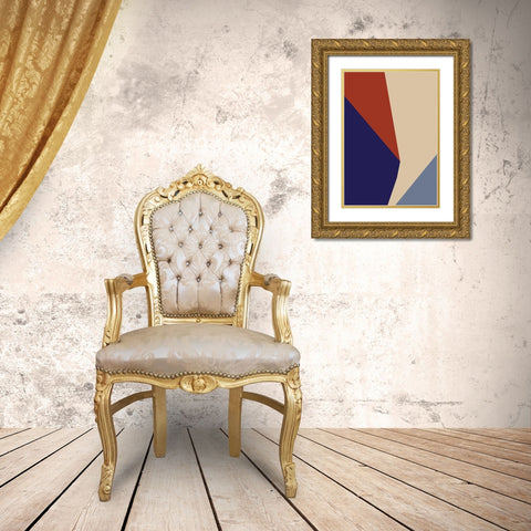 Color Blocks 03 Gold Ornate Wood Framed Art Print with Double Matting by Artographie Studio