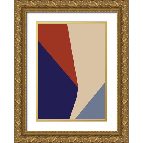 Color Blocks 03 Gold Ornate Wood Framed Art Print with Double Matting by Artographie Studio
