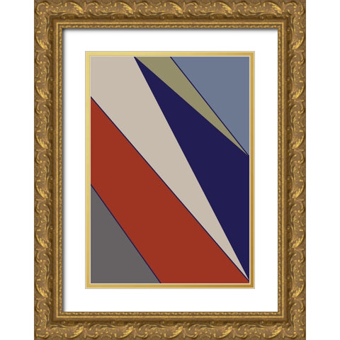 Color Blocks 05 Gold Ornate Wood Framed Art Print with Double Matting by Artographie Studio