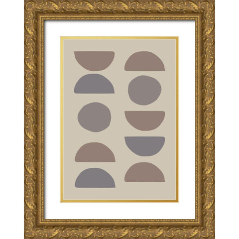 Organic Shapes 02 Gold Ornate Wood Framed Art Print with Double Matting by Artographie Studio
