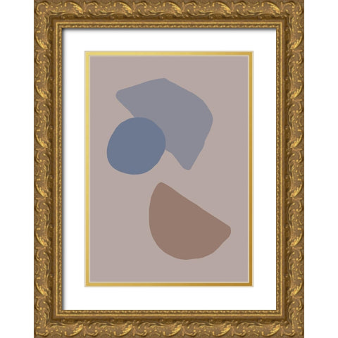 Organic Shapes 03 Gold Ornate Wood Framed Art Print with Double Matting by Artographie Studio