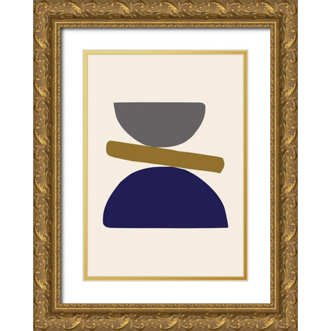 Organic Shapes 08 Gold Ornate Wood Framed Art Print with Double Matting by Artographie Studio