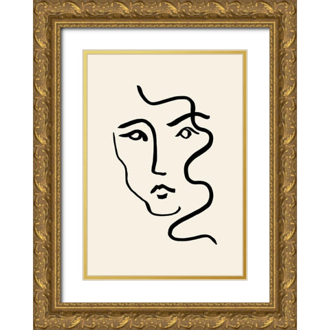 Portrait 01 Gold Ornate Wood Framed Art Print with Double Matting by Artographie Studio