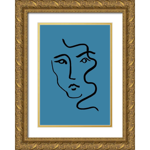 Portrait 02 Gold Ornate Wood Framed Art Print with Double Matting by Artographie Studio