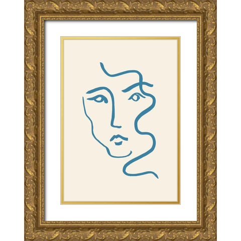 Portrait 03 Gold Ornate Wood Framed Art Print with Double Matting by Artographie Studio