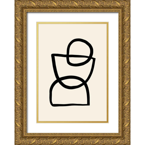 Shape 04 Gold Ornate Wood Framed Art Print with Double Matting by Artographie Studio