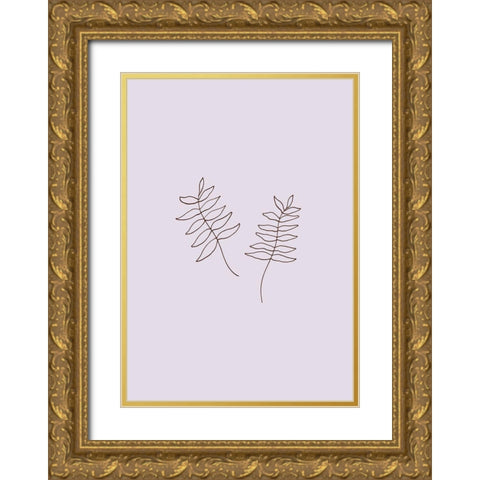 Two Twigs Gold Ornate Wood Framed Art Print with Double Matting by Artographie Studio