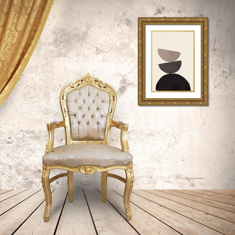 Collage 07 Gold Ornate Wood Framed Art Print with Double Matting by Artographie Studio