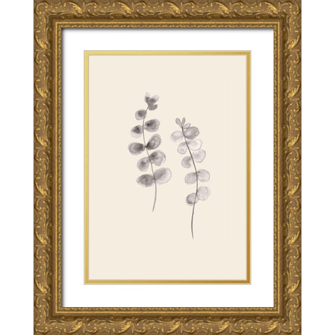 Eucalyptus Twigs Gold Ornate Wood Framed Art Print with Double Matting by Artographie Studio