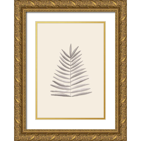 Palm Leaf Ink Gold Ornate Wood Framed Art Print with Double Matting by Artographie Studio