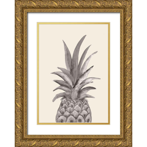 Ink Pineapple Gold Ornate Wood Framed Art Print with Double Matting by Artographie Studio