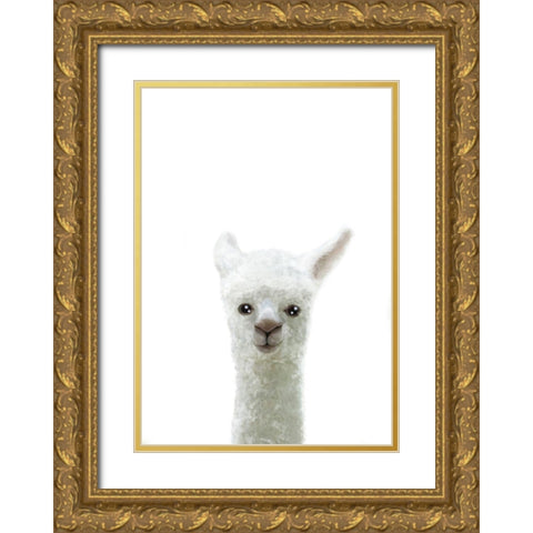 Llama Gold Ornate Wood Framed Art Print with Double Matting by Artographie Studio