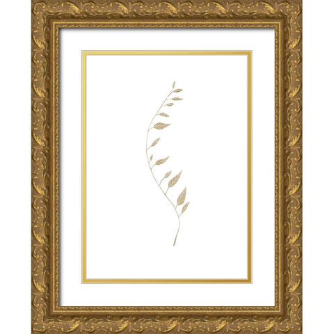 Brown Leaf Gold Ornate Wood Framed Art Print with Double Matting by Artographie Studio