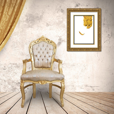 Bananas Gold Ornate Wood Framed Art Print with Double Matting by Artographie Studio