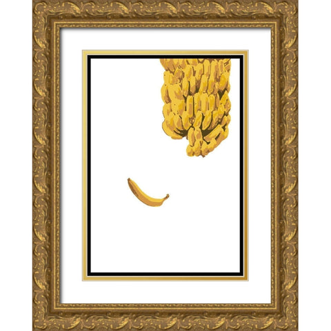 Bananas Gold Ornate Wood Framed Art Print with Double Matting by Artographie Studio