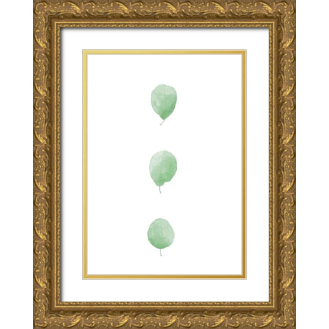Birch Leaves in Row Gold Ornate Wood Framed Art Print with Double Matting by Artographie Studio