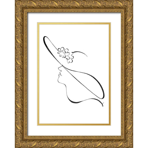 Hat Gold Ornate Wood Framed Art Print with Double Matting by Artographie Studio
