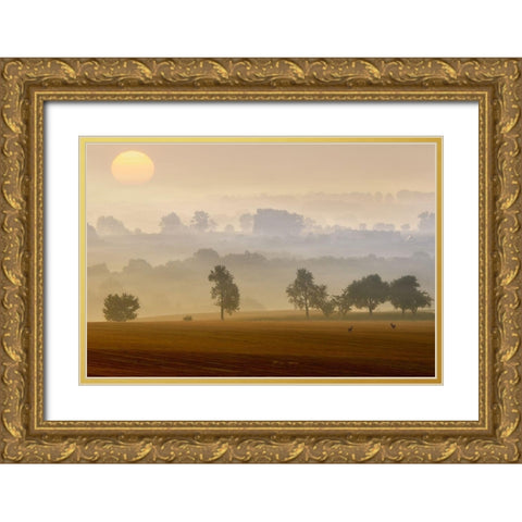 Morning View Gold Ornate Wood Framed Art Print with Double Matting by Krol (Bax), Piotr