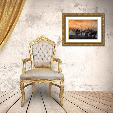 Heat to Cold Gold Ornate Wood Framed Art Print with Double Matting by Aumitcanan
