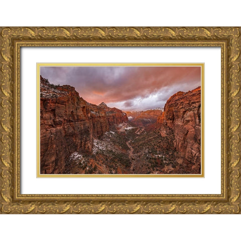 Zion NP Overlook Sunset Gold Ornate Wood Framed Art Print with Double Matting by Xie, April