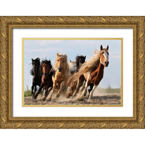 Lucky Six Gold Ornate Wood Framed Art Print with Double Matting by Wong, Adam