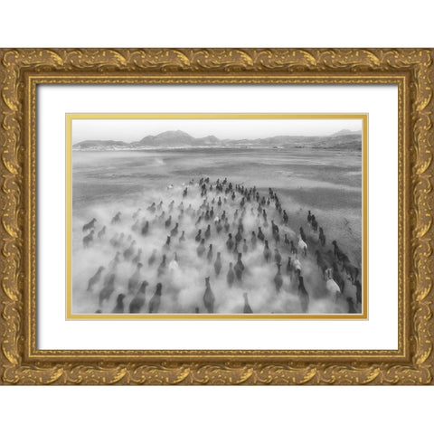 Rush Hour Gold Ornate Wood Framed Art Print with Double Matting by Aumitcanan