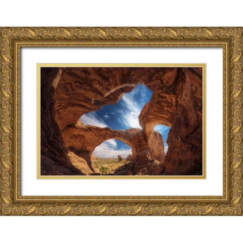Double arch Gold Ornate Wood Framed Art Print with Double Matting by Pablo, Juan de