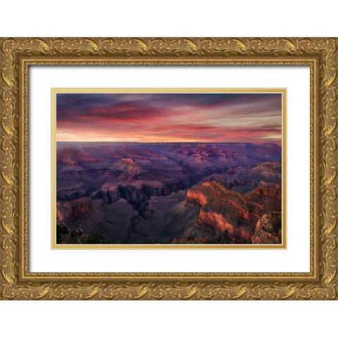 Canyon on Fire Gold Ornate Wood Framed Art Print with Double Matting by Turienzo, Carlos F