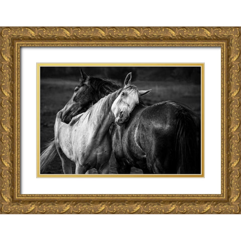 Warm rain Gold Ornate Wood Framed Art Print with Double Matting by Chapa, Niko