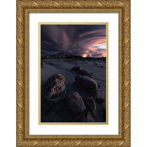 Lightning Up Gold Ornate Wood Framed Art Print with Double Matting by Ning, Aidong