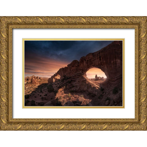 Windows Gold Ornate Wood Framed Art Print with Double Matting by Turienzo, Carlos F