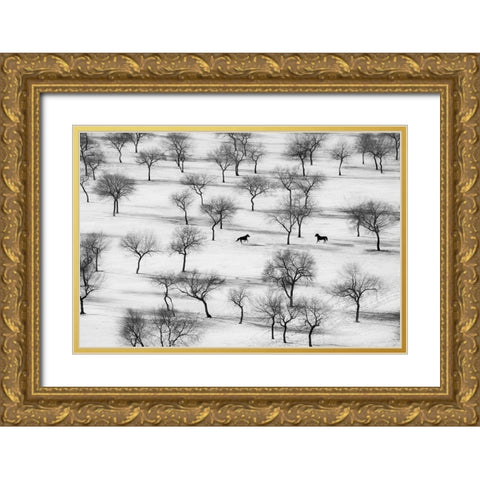 Run Gold Ornate Wood Framed Art Print with Double Matting by Sabol, Petar