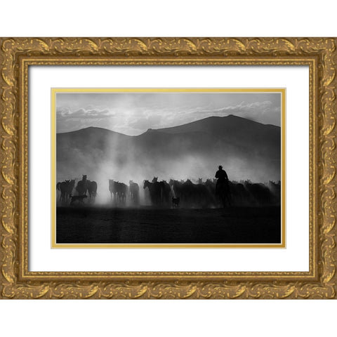 Cowboy Gold Ornate Wood Framed Art Print with Double Matting by Basa, Emine