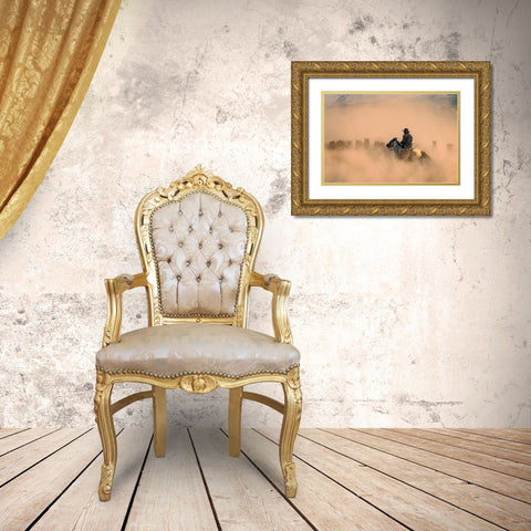 Cowboy Gold Ornate Wood Framed Art Print with Double Matting by Bilgin, Zuhdu