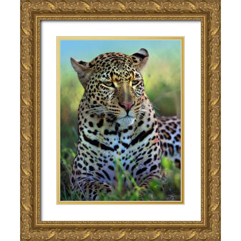 Leopard-Masai Mara Reserve-Kenya Gold Ornate Wood Framed Art Print with Double Matting by Fitzharris, Tim