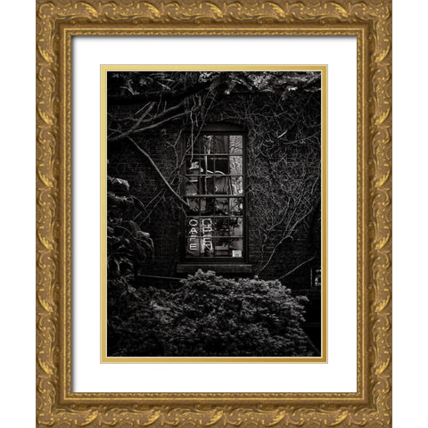 CafÃ© Open Gold Ornate Wood Framed Art Print with Double Matting by Carson, Brian