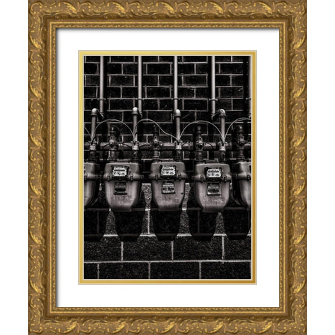 Gas Meters Gold Ornate Wood Framed Art Print with Double Matting by Carson, Brian