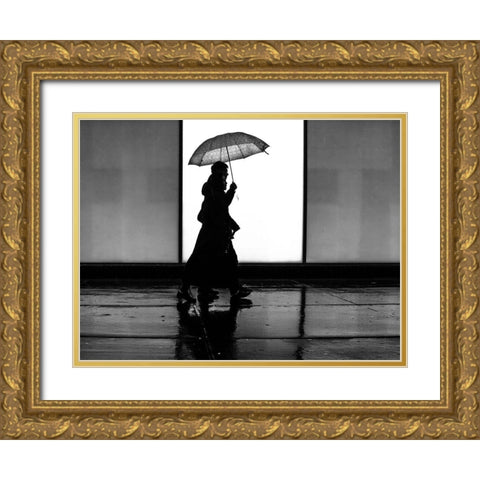 It Was a Rainy Day No 6 Gold Ornate Wood Framed Art Print with Double Matting by Carson, Brian