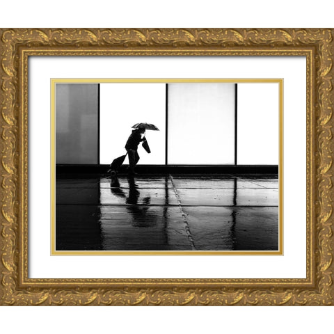 It Was a Rainy Day No 8 Gold Ornate Wood Framed Art Print with Double Matting by Carson, Brian