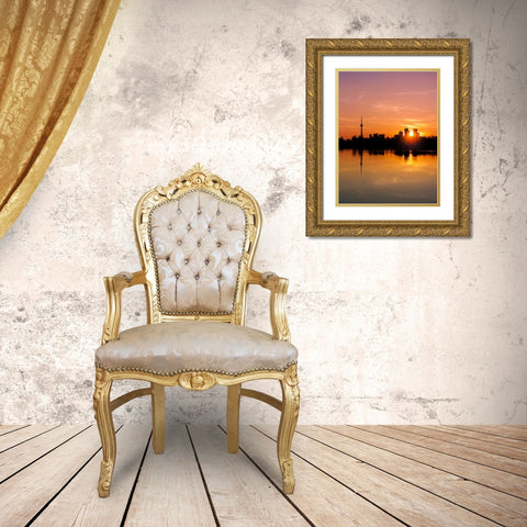 Leslie Street Spit Toronto at Sunset Gold Ornate Wood Framed Art Print with Double Matting by Carson, Brian