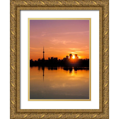 Leslie Street Spit Toronto at Sunset Gold Ornate Wood Framed Art Print with Double Matting by Carson, Brian